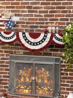 Plow and Hearth Patriotic Red White Blue Flag 70” Mantle Bunting Americana